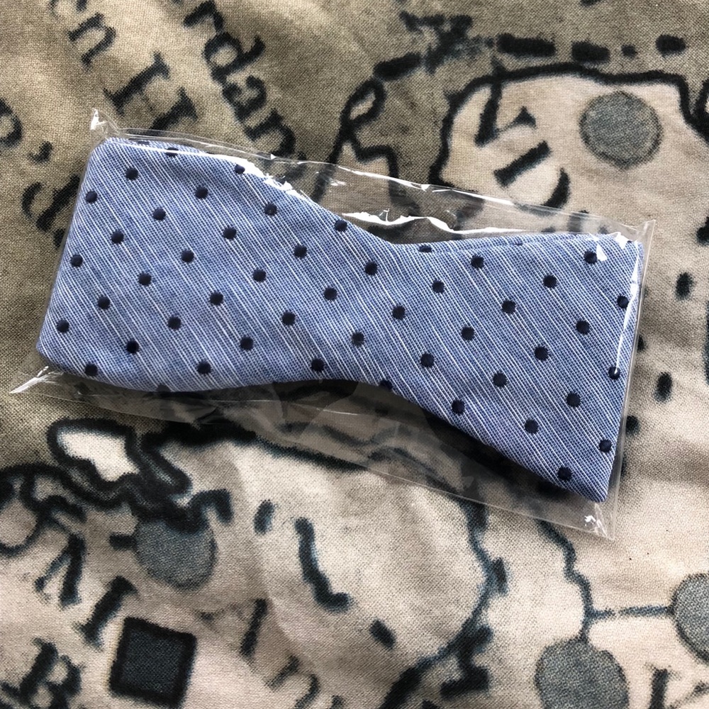 Slate Blue and Navy Polka Dot Bow Tie
